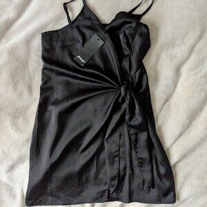 BNWT Black satin look wrap Mini dress